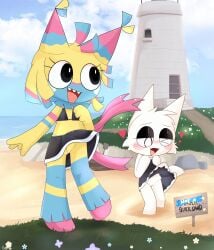 beach black_bra black_skirt cloud clyndemoon cute dandy's_world emoji_eyes females females_only flowers grass hot love quicksand sand sea sink sinking sky sprunki tagme tagme_because_i'm_too_high_right_now_lmao turned_on wenda_(sprunki) wind windy windy_skirt yatta_(dandy's_world)