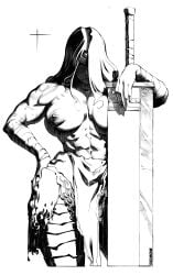 1girl abs absolute_dc absolute_wonder_woman amazon_warrior arm_tattoo arm_wrap big_breasts breasts buru burustandin commentary dc dc_comics english_commentary female female_only highres holding holding_sword holding_weapon huge_weapon large_breasts lone_female long_hair monochrome muscular muscular_female shaded_face skirt solo solo_female sword tattoo tattoo_sleeve tiara weapon wonder_woman wonder_woman_(series)