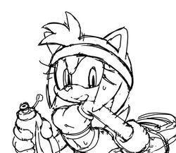 amy_rose anthro black_and_white breasts coolblue female female_only furry hedgehog open_mouth sega sonic_(series) sweat sweatband workout_clothes