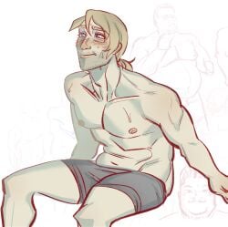 blonde-haired_male blue_eyes blush boxers boxers_only boyfriend_to_death lawrence_oleander male male_focus male_only shirtless suggestive suggestive_look