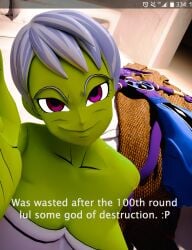 1boy 1girls abs after_sex alien beerus blush cheelai cum cum_in_mouth cum_on_breasts dragon_ball dragon_ball_(series) dragon_ball_super dragon_ball_z english_text eye_contact feet female green_body green_pussy green_skin huge_breasts humanoid large_breasts large_nipples larger_male larger_male_smaller_female laying_back looking_at_viewer male muscular muscular_male naughty_face nipples nude nude_female nude_male purple_eyes pussy seduction seductive seductive_body seductive_eyes seductive_look seductive_mouth seductive_pose seductive_smile shadow short_hair size_difference skin_tight skin_tight_outfit skin_tight_suit smaller_female smirk smirking solo_focus spread_legs surprised surprised_expression sweat text text_box thick_thighs toes wet wet_body wet_clothes wet_clothing wet_pussy wet_skin white_hair wide_hips