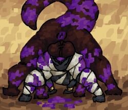 1boy 1girls all_fours anthro anus balls_deep black_body black_clitoris black_vulva bodily_fluids clitoris duo female female_penetrated feral from_behind_position genitals impregnation_attempt indigo_lizard_(rain_world) lizard_(rain_world) male male/female male_penetrating male_penetrating_female markings mounting mummy_wrappings paws penetration purple_anus rain_world rear_view saliva scaliescum sex stained_clothing stomach_bulge striped_markings striped_tail stripes tagme tail tail_markings top-down_bottom-up vaginal_penetration videocult vulva watcher_(rain_world)