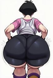 1girls ai_generated ass back_view big_ass big_butt brasil_louco bubble_ass bubble_butt dragon_ball dragon_ball_super dragon_ball_z female female_only full_body fully_clothed shueisha simple_background solo solo_female solo_focus tagme toei_animation videl videl_(short_hair) white_background