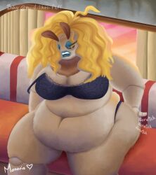 alternate_version_available artist_request bbw belly belly_button big_ass big_belly big_breasts big_lips blonde_hair blue_lipstick fart fat fat_ass frizzy_hair huge_breasts lingerie milf montana_(squiddy62) moth moth_humanoid moth_wings overweight overweight_female scratching_ass scratching_butt tagme tired wake_up woken_up