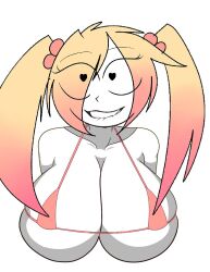 1girls big_breasts bite biting_lip blurry_(oc) breasts chloe_smith_(oc) clavicle female large_breasts lips looking_up massive_breasts oc orange_hair original_character pleasure_face pleasured_female smile smiling