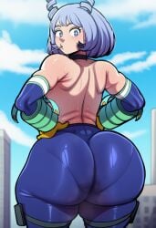 ai_generated ass_focus back_view behind_view big_ass big_butt boku_no_hero_academia bubble_butt butt_markings female hadou_nejire looking_at_viewer my_hero_academia nejire_hado pantylines solo sucking sucking_lollipop thick_thighs tight_pants wqzyart