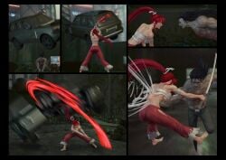athletic_female big_breasts erza_scarlet feather_(artist) fight heroine_in_trouble punch red_hair torn_clothes wounded