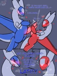 3:4 animal_genitalia animal_penis announcing_orgasm begging big_penis blush bodily_fluids brother brother_and_sister closed_eyes comic delphoxiscool duo emanata english_description english_text eon_duo excessive_genital_fluids excessive_precum feral feral_only frottage generation_3_pokemon genital_fluids genital_slit genitals glistening glistening_genitalia glistening_penis gynomorph handjob handjob_frottage heart_symbol hearts_around_head hi_res imminent_orgasm incest intersex intersex/male latias latios legendary_duo legendary_pokemon male masturbation messy mouth_closed musk musk_cloud nintendo open_mouth penile penile_masturbation penis penises_touching pokemon pokemon_(species) precum precum_on_face precum_on_own_face precum_on_own_penis precum_on_partner precum_on_penis precum_on_self precum_squirt precum_string profanity sex shared_senses sibling signature sister sweat tapering_penis text throbbing throbbing_penis