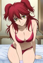 ai_generated bikini female_villain freckles freckles_on_face ginger ginger_female ginger_hair gundam gundam_00 hazel_eyes jewelry large_breasts mobile_suit_gundam nena_trinity pale-skinned_female pale_skin red_hair redhead redhead_female redheaded_female stud_earrings thick_thighs thin_eyebrows twintails twintails_(hairstyle) underwear villainess yellow_eyes