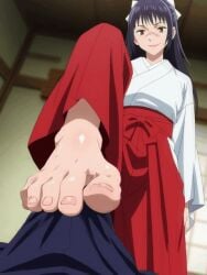 1girls ai_generated animated censored foot_fetish foot_focus footjob jujutsu_kaisen looking_down room stepped_on utahime_iori