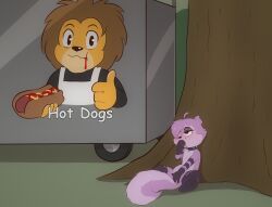 3_toes 4_fingers absurd_res ahoge alternative_fashion anthro aroused bite blood blush bodily_fluids buckteeth collar e254e eyeshadow feet felid feline female finger_fuck fingering fingers food genitals goth hair happy head_tuft hi_res hot_dog hot_dog_bun ketchup leg_markings lion makeup mammal markings masturbation mustard notched_ear nude open_mouth pantherine plant purple_body rodent sciurid seductive self-harm self_bite semi-anthro sitting skull_accessory smile socks_(marking) soles solo squirrel tail teeth toes tree tree_squirrel tuft unnamed unnamed_character vaginal_masturbation vaginal_penetration vulva