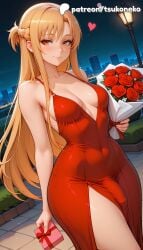 1futa 2026 ai_assisted ai_generated anime artist_name asuna_(sao) bouquet box braid breasts bust cityscape dress explicit flower futanari gift gift_box hi_res high_quality high_resolution highres holding holding_bouquet long_hair night night_sky patreon patreon_username penis pink_rose red_dress red_flower red_rose rose sky smile solo stable_diffusion sword_art_online sword_art_online:_alicization tsukoneko valentine watermark white_rose yuuki_asuna