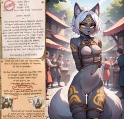 1girls adult adult_female ai_generated anime anthro bondage bounty_hunters breasts canid canine canis collar ears edited fantasy female fictional furry glyra gray_fur grey_body looking_at_viewer market naked naked_female nipples nude nude_female outdoors outside photoshop pussy requested roleplay ropes short_hair skinny slave slavegirl slavery small_boobs small_breasts small_tits tail tattoos two-tone_body two-tone_fur two-tone_tail waifu waifumarket white_hair wolf wolf_girl yellow_eyes young_adult young_female