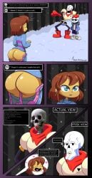 anonimop3rson bubble_butt female_frisk frisk humiliation papyrus sans undertale wedgie