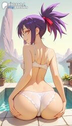1girls 2026 ai_assisted ai_generated anime artist_name ass back big_ass bleach booty bra breasts bust explicit flower_pot from_behind hair_ribbon hi_res high_quality high_resolution highres leaf looking_at_viewer looking_back panties patreon patreon_username purple_hair red_ribbon ribbon senna_(bleach) skypassion solo stable_diffusion tile_floor tile_wall tiles underwear underwear_only watermark white_bra white_panties