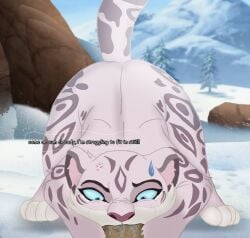 big_penis bodily_fluids chuluun confusion disney distracting_watermark drooling duo felid female feral genital_fluids genitals hi_res king_hg_21 lion male male/female mammal pantherine penis precum saliva snow_leopard the_lion_guard the_lion_king thought_bubble watermark