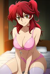 ai_generated bikini female_villain freckles freckles_on_face ginger ginger_female ginger_hair gundam gundam_00 hazel_eyes jewelry large_breasts mobile_suit_gundam nena_trinity pale-skinned_female pale_skin red_hair redhead redhead_female redheaded_female stud_earrings thick_thighs thin_eyebrows twintails twintails_(hairstyle) underwear villainess yellow_eyes