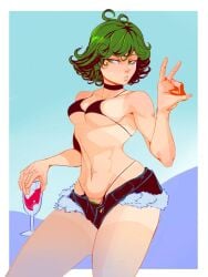 1girls abs alternate_version_available bare_shoulders big_breasts bikini bikini_bottom bikini_top breasts busty curly_hair curvaceous curvy curvy_female curvy_figure denim denim_shorts female female_focus female_only green_eyes green_hair hi_res high_resolution highres j.c._staff jean_shorts kabozen large_breasts light-skinned_female light_skin medium_breasts medium_hair one-punch_man pubic_hair pubic_hair_peek shorts skindentation solo solo_female solo_focus tagme tanline tanlines tatsumaki thick_thighs thighs thong thong_straps toned toned_arms toned_body toned_female voluptuous voluptuous_female wine wine_glass