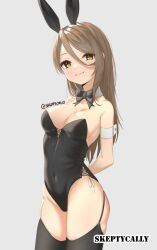 1girls 2d 2d_(artwork) 2d_artwork arm_behind_back arms_behind_back belly_button black_bowtie black_bunny_ears black_bunnysuit black_hairband black_legwear black_leotard black_stockings black_thigh_highs black_thighhighs black_topwear bowtie breasts brown-haired_female brown_hair bunny_ears bunnygirl bunnygirl_outfit bunnysuit busty busty_female busty_girl cleavage closed_mouth_smile collar collarbone digital digital_art digital_drawing digital_drawing_(artwork) digital_media digital_media_(artwork) elbows eyebrows_visible_through_hair female female_focus female_only groin hair_between_eyes hand_behind_back hands_behind_back head_tilt inguinal_crease inguinal_ligament large_breasts lean_figure legs_closed legs_together legwear leotard long_hair looking_at_viewer narrow_waist navel oc original original_art original_artwork original_character parted_bangs shoulders simple_background skeptycally slender_body slender_waist slim_waist smile smiley_face smiling smiling_at_viewer solo standing stockings thigh_highs thighhighs thighs thighs_together tilted_head topwear upper_body white_background white_collar white_wrist_cuffs wrist_cuffs