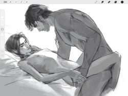 2boys 2d 2d_(artwork) ambiguous_penetration arcane arcane_jayce arcane_viktor beard bearded bed bigger_male bigger_penetrating_smaller black_and_white black_hair brown_hair chest closed_eyes dark_hair digital_media_(artwork) face femboy feminine_male gay gay_male gay_sex hands holding hugging implied_penetration jayce_talis jayvik league_of_legends legs light-skinned_male long_hair long_hair_male looking_pleasured loving_couple loving_it loving_sex male male/male male_focus male_only missionary missionary_position mole mole_under_eye muscular muscular_male naked naked_male nipples nude nude_male pale_skin romantic romantic_couple romantic_sex sex size_difference sketch skinny_male smaller_male smaller_penetrated soft spadequeen1993 sweet thighs thin thin_waist twink viktor_(league_of_legends) yaoi