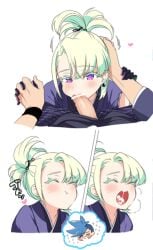 2boys after_oral blowjob blush burrrntlemon censor_bar censored censored_penis clothed clothing cum cum_in_mouth fellatio femboy femboy_focus galo_thymos gay gay_sex holding_hands japanese_clothes japanese_clothing lio_fotia male penis petite petite_body petite_male ponytail promare solo_focus twink wholesome wholesome_sex yaoi