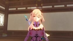 1girls asymmetrical_gloves blonde_hair breasts elbow_gloves eyepatch female female_only fischl_(genshin_impact) game_mod genshin_impact green_eyes high_heel_boots high_heels indoors large_breasts lingerie long_hair looking_at_viewer mod nipples nipples_visible_through_clothing off_shoulder pussy solo tagme tied_hair translucent_clothing twintails video