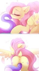 2019 absurd_res closed_eyes consensual_tentacles corruptedluna equid equine female feral fluttershy_(mlp) friendship_is_magic fur hair heart hi_res magnaluna mammal my_little_pony pale_color penetration pink_hair pterippus simple_background soft_color solo tentacle text vaginal_penetration yellow_fur