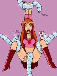 1girls arms_up boots bound bound_legs bound_wrists clothing doc_army female female_only forced high_heel_boots high_heels human machine mechanical_tentacles open_mouth rape restrained sam_(totally_spies) solo spread_legs straight_hair tentacle tentacle_rape thigh_boots thighhigh_boots totally_spies vaginal_penetration