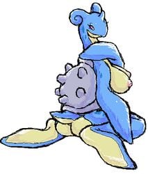 anthro blue_skin breasts color female female_only lapras looking_back mutabouru nipples pokemon shell solo tagme