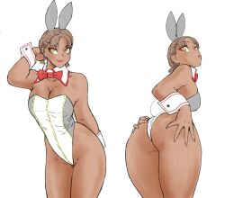 1girls apex_legends braided_hair brown_hair bunny_ears bunnysuit dark-skinned_female dark_skin female_only loba loba_(apex_legends) loba_andrade toshinoshin00