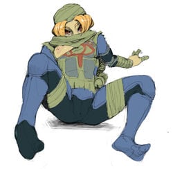 cameltoe exposed_breasts koki nintendo ocarina_of_time one_breast_out sheik straight_hair the_legend_of_zelda thick_thighs