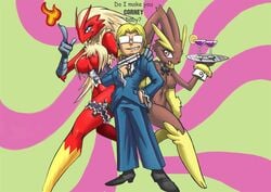 bittenhard blaziken breasts carpaccio female lopunny male nintendo nipples pokemon pokemon_(species)