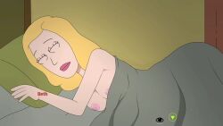 bed beth_smith big_breasts ferdafs naked_female nipples rick_and_morty rick_and_morty:_a_way_back_home sleeping