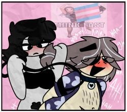 1boy 1girl eleanor_pierre_(incredibros) femdom hair_pull hair_pulling incredibox incredibros kai_pierre_(incredibros) leash_and_collar male/female mommy_kink transgender_pride_colors