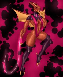 alien_girl astrodactyl beak ben_10 ben_10_omniverse chaquetrix claws dinosaur female furry gloves herak huge_ass looking_at_viewer monster_girl orange_skin pink_eyes pterodactyl reptile rule_63 skinny sling_bikini small_breasts socks thick_thighs whip wings