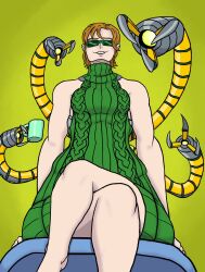 1girls darkslagg2 digital_drawing_(artwork) digital_media_(artwork) doctor_octopus female female_only genderswap_(mtf) green-tinted_eyewear human legs light-skinned_female light_skin lips marvel marvel_comics medium_breasts olivia_octavius otto_octavius rule_63 sitting slim_waist solo spider-man_(series) sunglasses supervillain supervillainess thighs tinted_eyewear villain villainess virgin_killer_sweater