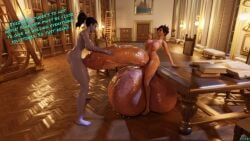 3d blender blue_skin bursting_balls docking futanari gigantic_penis gigantic_testicles horsecock horsecock_futanari huge_breasts huge_cock huge_penis huge_testicles overwatch overwatch_2 short_hair text thick_thighs tracer urethral urethral_penetration veiny_penis veiny_testicles widowmaker zccblp