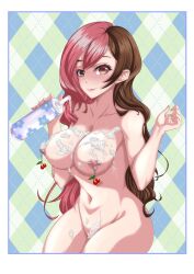 1girl 1girls cherry female_only keanove multicolored_hair neo_(rwby) nipple_piercing rwby whipped_cream