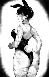 1girls ass ass_focus big_ass big_butt bunny_ears bunny_girl bunny_tail bunnysuit burn_marks burn_scar burn_scars burns fake_animal_ears fake_tail fat_ass female female_only glasses huge_ass huge_butt jujutsu_kaisen large_ass large_butt looking_at_viewer looking_back masoq095 monochrome playboy_bunny rabbit_ears rabbit_tail revealing_clothes scar scarred scars scars_all_over short_hair shounen_jump thick thick_ass thick_thighs thighs tomboy very_short_hair wounds zenin_maki