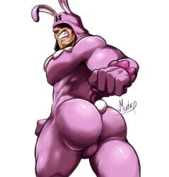 ass ass_focus bara big_ass brawl_stars bunny_costume gay grom_(brawl_stars) male_only mudkpnartist muscular_male tight_clothing