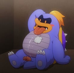 2013 anthro barazoku blush cum cum_on_stomach erection fur furry furry_only humanoid_penis koopa male male_only mario_(series) nintendo overweight overweight_male paper_mario penis penta002 scalie sitting solo tongue tongue_out tubba_blubba video_games