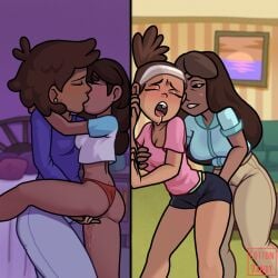 4girls age_difference amphibia anne_boonchuy brown_hair brown_skin cartoon_network clothed connie_maheswaran cottondandy crossover dark-skinned_female dark_skin disney_channel female_only fingering groping_breasts kissing milf mom_swap mother_and_daughter mrs._boonchuy multiple_girls oum_boonchuy panties priyanka_maheswaran pussy_juice pussy_juice_drip standing_sex steven_universe yuri