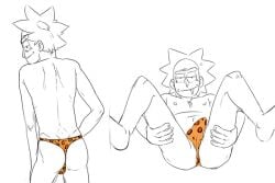 adult_swim animal_print fuck_me_eyes horny looking_at_viewer masculine posing rick_and_morty rick_sanchez smiling solo tagme tagme_(artist) thick_thighs thong