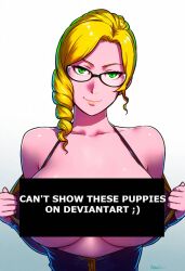 1girls ai_generated glasses glynda_goodwitch milf rwby sign smirk