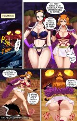 2girls beast_pirates beast_pirates_(cosplay) female female_focus large_ass large_breasts male muscular_male nami nico_robin one_piece pinkpawg post-timeskip wano_country