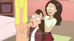 2girls 2girls1boy big_penis blowjob blush ferdafs hand_on_head morty_smith nancy_(rick_and_morty) rick_and_morty rick_and_morty:_a_way_back_home tricia_lange