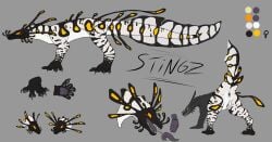 amphibian anus ass bioluminescence claws female feral fin genitals glowing hi_res model_sheet notlissceous nude open_mouth presenting presenting_hindquarters pussy reptile scalie sharp_teeth simple_background solo spread_legs spreading tail tail_fin teeth text tongue tongue_out