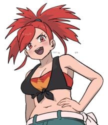 flannery_(pokemon) gigobyte350 hand_on_hip large_breasts pokemon red_hair