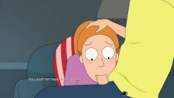 blowjob brother_and_sister couch ferdafs incest living_room morty_smith pajamas rick_and_morty rick_and_morty:_a_way_back_home summer_smith