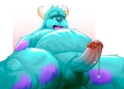 anthro balls belly disney erection fur furry furry_only hi_res humanoid_penis male male_only monster monsters_inc overweight overweight_male penis pixar precum seyrmo solo solo_male sulley tagme